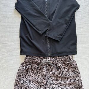 Zara Kids Black Swim Top with Leopard Print Shorts